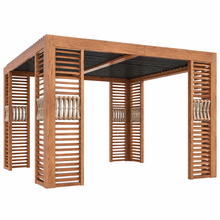 Load image into Gallery viewer, 12 x 12 FT Wood Grain Aluminum Louvered Pergola with Adjustable Roof