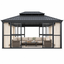Load image into Gallery viewer, 12 x 16 FT Vue Luxury Panoramic Solarium with Sliding Doors