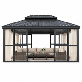 12 x 16 FT Vue Luxury Panoramic Solarium with Sliding Doors