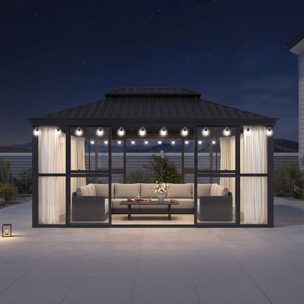 12 x 16 FT Vue Luxury Panoramic Solarium with Sliding Doors