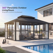 Load image into Gallery viewer, 12 x 16 FT Vue Luxury Panoramic Solarium with Sliding Doors