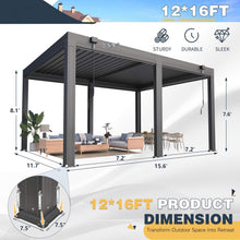 Load image into Gallery viewer, Louvered Aluminum Pergola with Adjustable Roof &amp; Privacy Screens