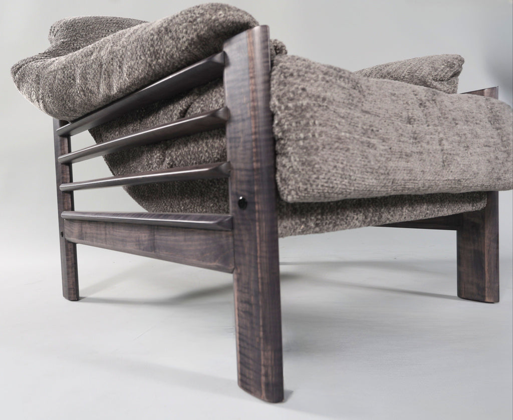 Chair & Ottoman – Taye with Tiger Maple Arms