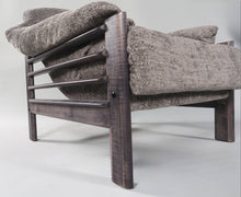 Load image into Gallery viewer, Chair &amp; Ottoman – Taye with Tiger Maple Arms