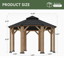 Load image into Gallery viewer, 13 x 13 FT Cedar Wood Octagonal Hardtop Gazebo with Double Roof