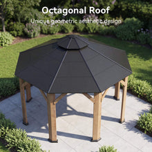 Load image into Gallery viewer, 13 x 13 FT Cedar Wood Octagonal Hardtop Gazebo with Double Roof