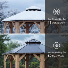 Load image into Gallery viewer, 13 x 13 FT Cedar Wood Octagonal Hardtop Gazebo with Double Roof