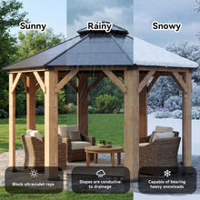 Load image into Gallery viewer, 13 x 13 FT Octagonal Cedar Wood Hardtop Gazebo with Double Roof