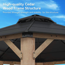 Load image into Gallery viewer, 13 x 13 FT Octagonal Cedar Wood Hardtop Gazebo with Double Roof