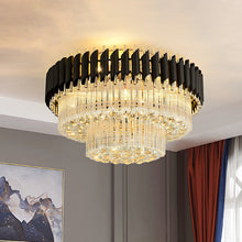 Load image into Gallery viewer, Black Crystal Flush Mount Ceiling Light | Modern 4-Light Fixture