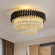 Load image into Gallery viewer, Black Crystal Flush Mount Ceiling Light | Modern 4-Light Fixture