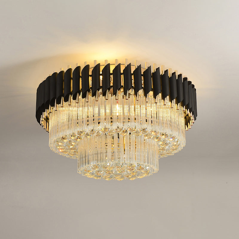 Black Crystal Flush Mount Ceiling Light | Modern 4-Light Fixture