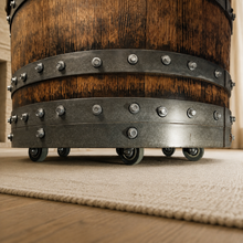 Load image into Gallery viewer, Whiskey &amp; Wine Barrel Half-Barrel Table Set — 2 Chairs