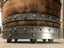 Load image into Gallery viewer, Whiskey &amp; Wine Barrel Game Table Set — Poker Top and Dining Top Included, 6 Chairs