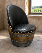 Load image into Gallery viewer, Whiskey &amp; Wine Barrel Game Table Set — Poker Top and Dining Top Included, 6 Chairs