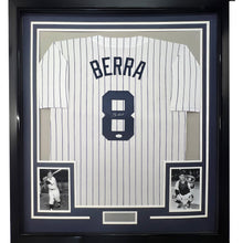 Load image into Gallery viewer, Yogi Berra Signed New York Yankees Jersey – 35 x 39 Inch Framed Display with JSA COA