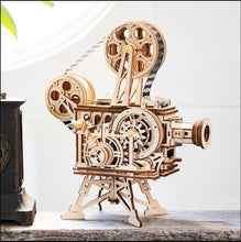 Load image into Gallery viewer, Vintage Mechanical Wooden Film Projector – 3D Puzzle Model Kit Projector