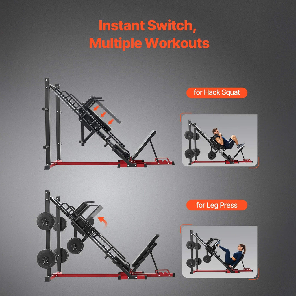 2000 lb Adjustable Leg Press & Hack Squat Machine for Home Gym