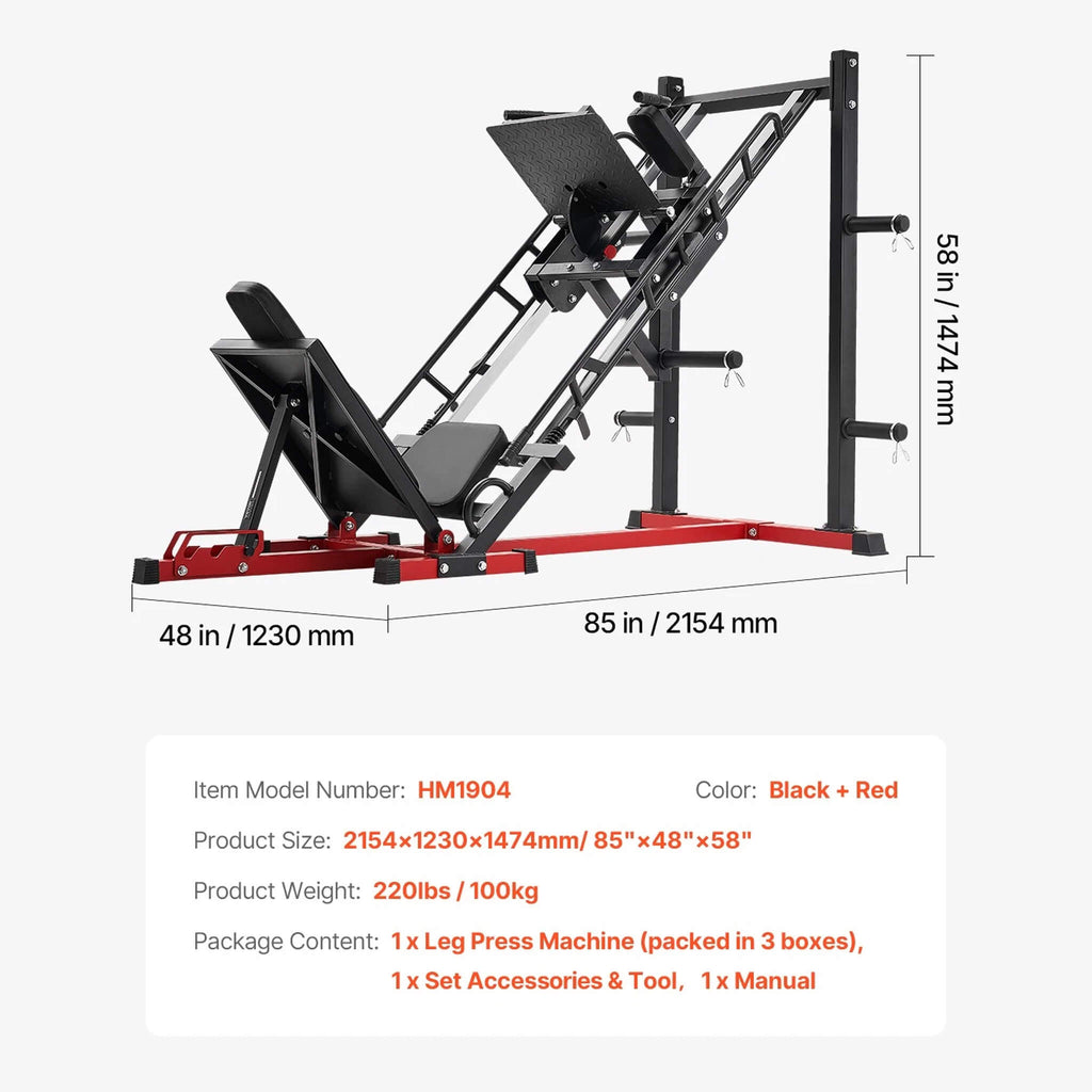 2000 lb Adjustable Leg Press & Hack Squat Machine for Home Gym