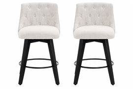 25-Inch Swivel Counter Height Bar Stools With Tufted Back – Set of 2
