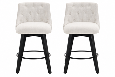25-Inch Swivel Counter Height Bar Stools With Tufted Back – Set of 2