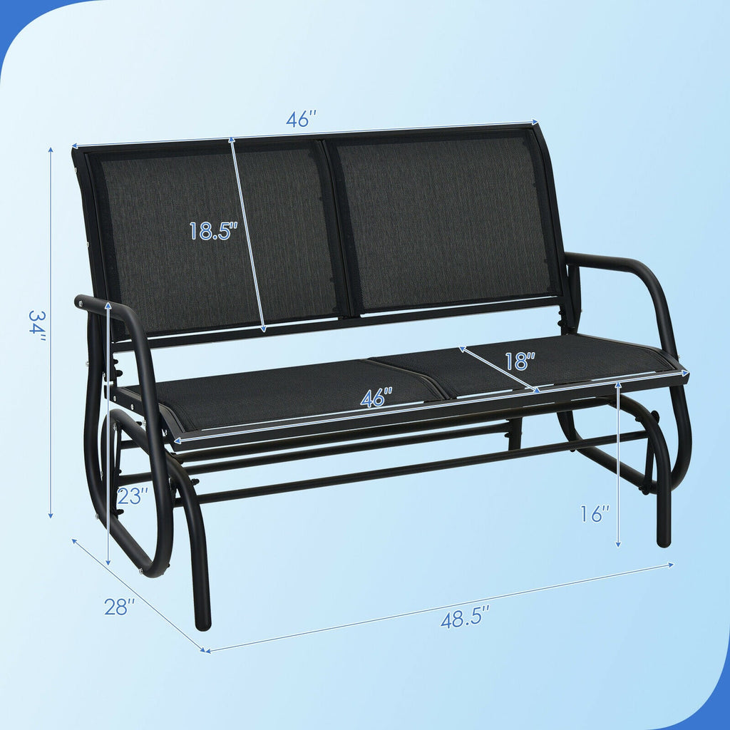 Outdoor Steel Glider Bench – 2-Person Patio Rocking Seat