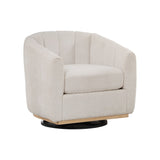 360° Swivel Chenille Upholstered Barrel Armchair – Ivory