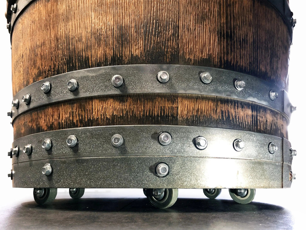 Whiskey & Wine Barrel Steel-Leg Table Set — 3 Chairs, Modern Build