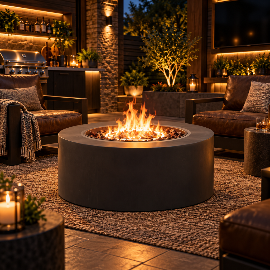 32” Round 40K BTU Iron Propane Fire Pit