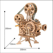 Load image into Gallery viewer, Vintage Mechanical Wooden Film Projector – 3D Puzzle Model Kit Projector