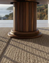 Load image into Gallery viewer, Round Dining Table with Solid Wood Drum Pedestal Base