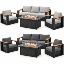 Load image into Gallery viewer, 4-Piece Aluminum Patio Furniture Set with 55K BTU Fire Pit Table