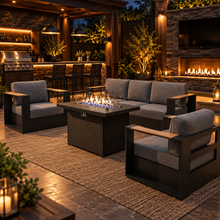 Load image into Gallery viewer, 4-Piece Aluminum Patio Furniture Set with 55K BTU Fire Pit Table
