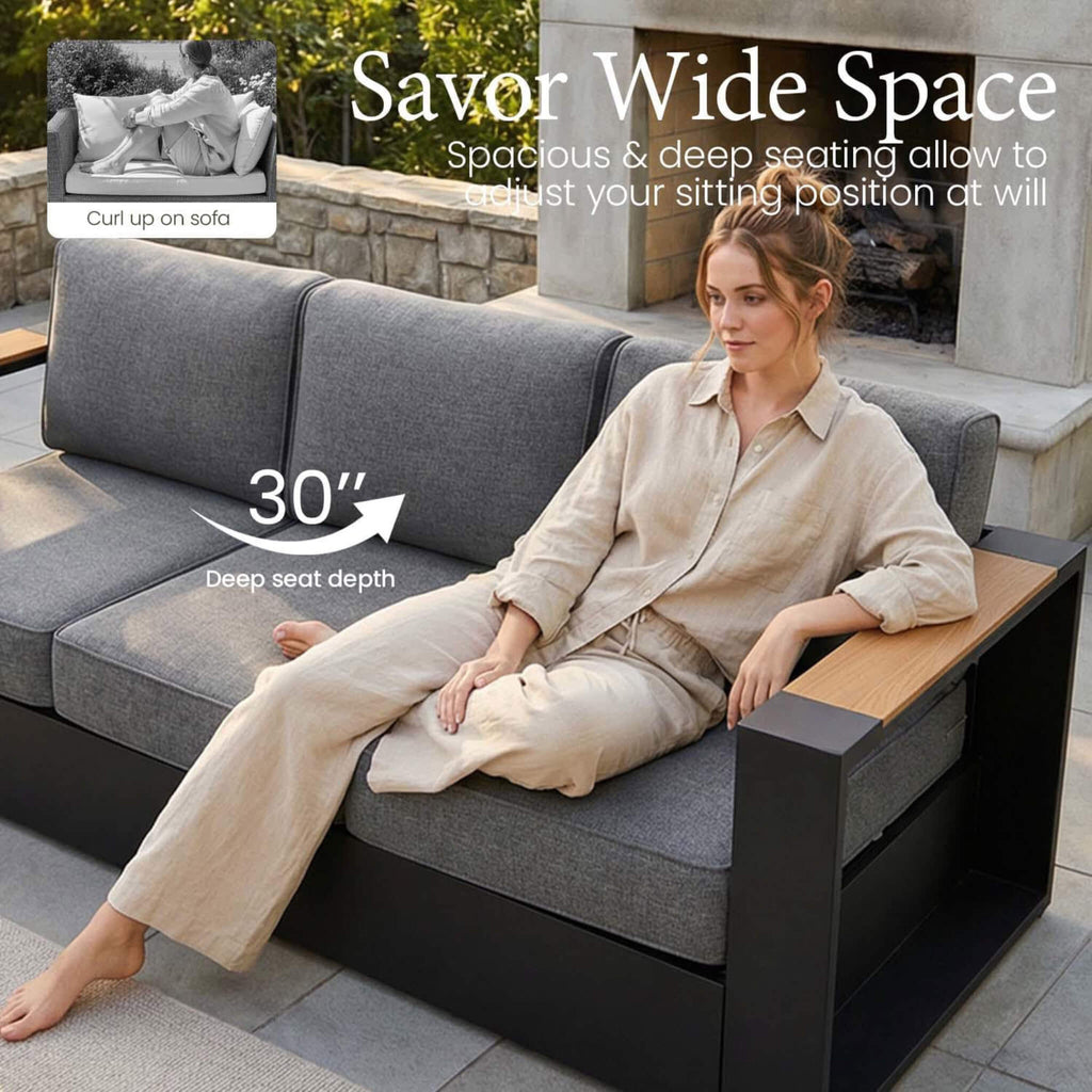 4-Piece Aluminum Patio Furniture Set with 55K BTU Fire Pit Table