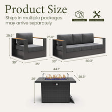 Load image into Gallery viewer, 4-Piece Aluminum Patio Furniture Set with 55K BTU Fire Pit Table