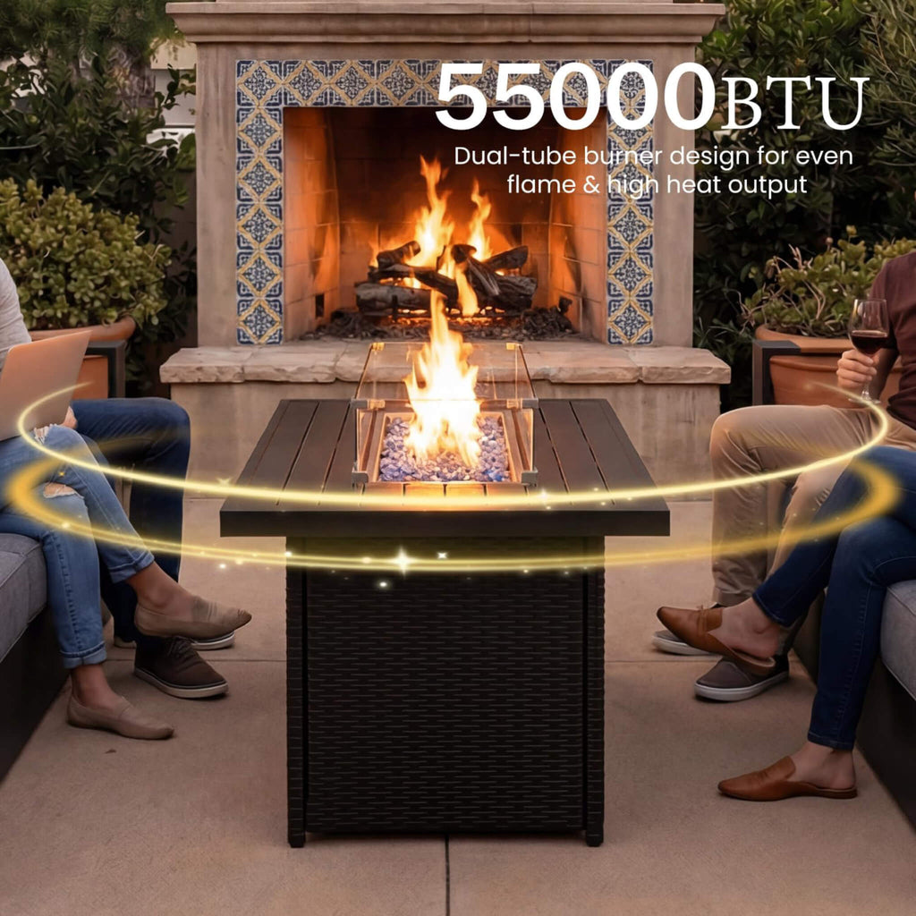 4-Piece Aluminum Patio Furniture Set with 55K BTU Fire Pit Table