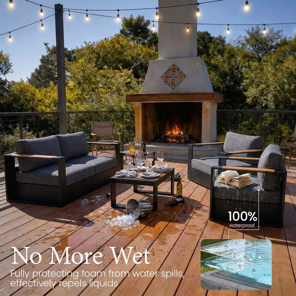 4-Piece Aluminum Patio Furniture Set with 55K BTU Fire Pit Table