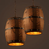 Rustic Whiskey Barrel Pendant Light – Luxury Wood Hanging Lamp for ManCave Bar
