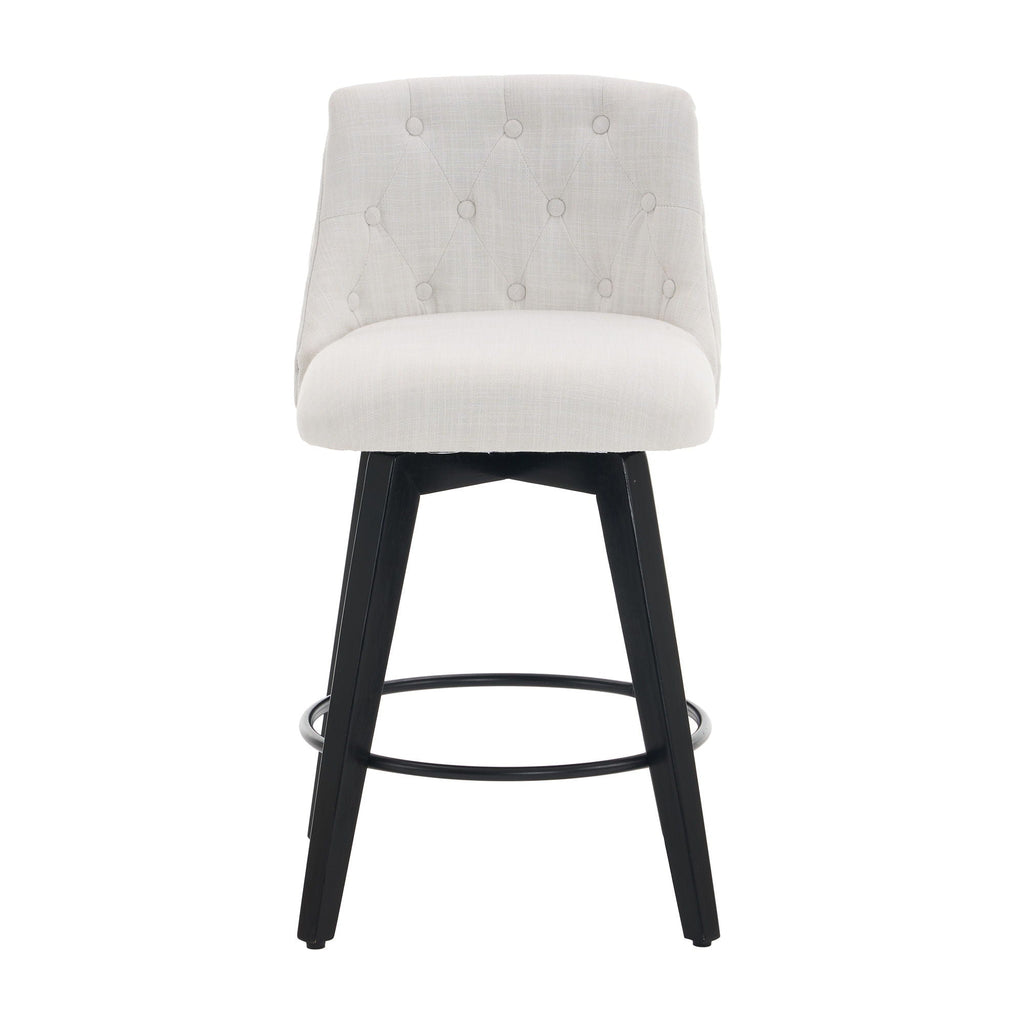 25-Inch Swivel Counter Height Bar Stools With Tufted Back – Set of 2