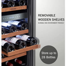 Load image into Gallery viewer, 15 Inch Wine Fridge, 28 Bottle Dual Zone Wine Cooler Refrigerator with Glass Door for Home/Office, Built-In &amp; Freestanding