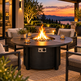 42” Outdoor 50,000 BTU Propane Fire Pit Coffee Table with Cover