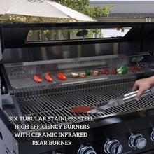Load image into Gallery viewer, Castelle Flame Belmont 43-Inch 6-Burner 85K BTU Stainless Steel Outdoor BBQ Kitchen Grill Island With Wine Cooler, Rotisserie, And Sink (SAK19476)