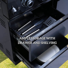 Load image into Gallery viewer, Castelle Flame Belmont 43-Inch 6-Burner 85K BTU Stainless Steel Outdoor BBQ Kitchen Grill Island With Wine Cooler, Rotisserie, And Sink (SAK19476)