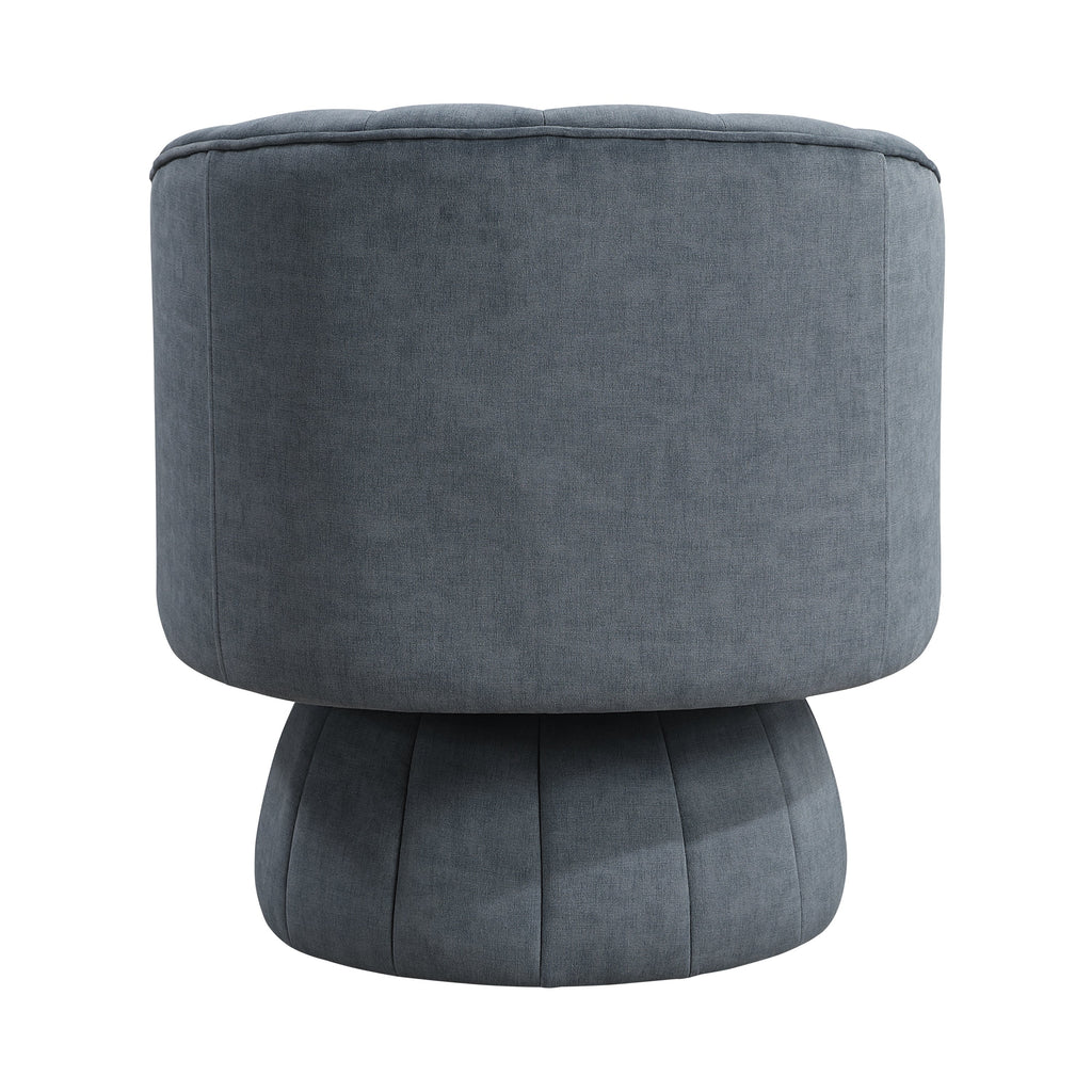 Dark Gray Velvet Swivel Barrel Chair – Luxury Modern 360° Accent Chair