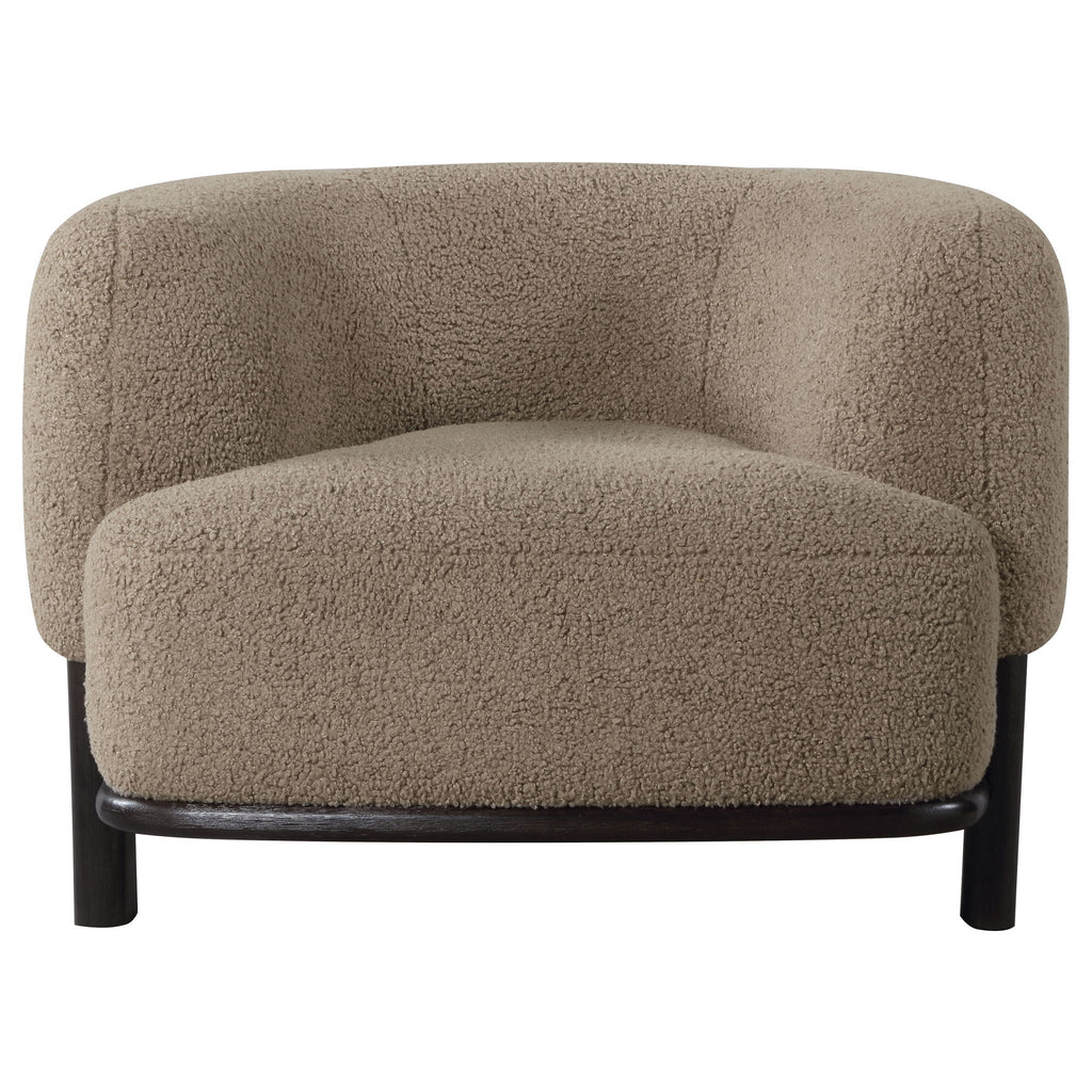 Lawler Bouclé Barrel Back Accent Chair – Brown & Black