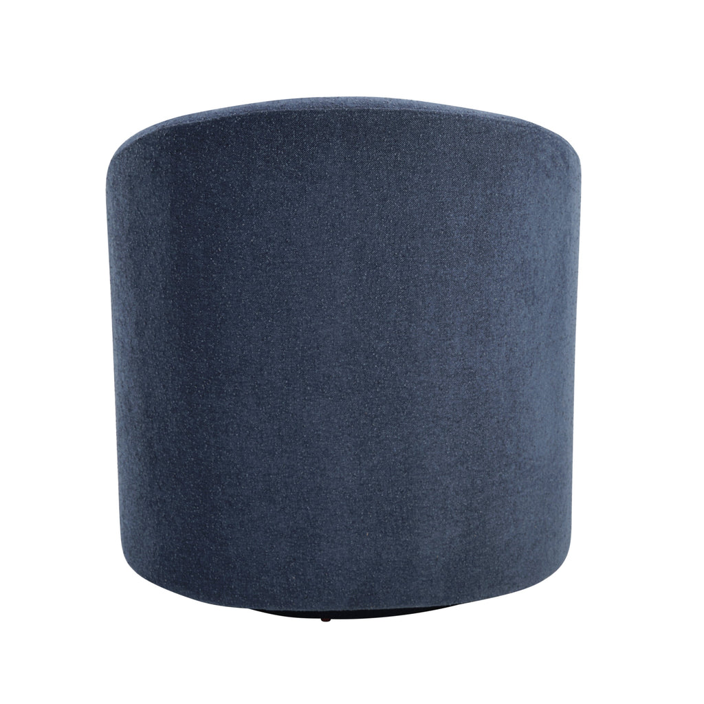Blue Bouclé Swivel Barrel Chair – Luxury Modern Accent Chair with 360° Metal Base