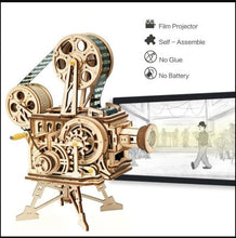 Load image into Gallery viewer, Vintage Mechanical Wooden Film Projector – 3D Puzzle Model Kit Projector