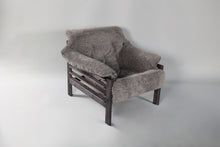 Load image into Gallery viewer, Chair &amp; Ottoman – Taye with Tiger Maple Arms