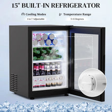 Load image into Gallery viewer, Wine Bar Cabinet with LED Lights &amp; Fridge(Lncluded), Mini Fridge Cabinet with Wine Storage, Human Body Sensor, Sideboard Buffet for Kitchen Dining Room, Black