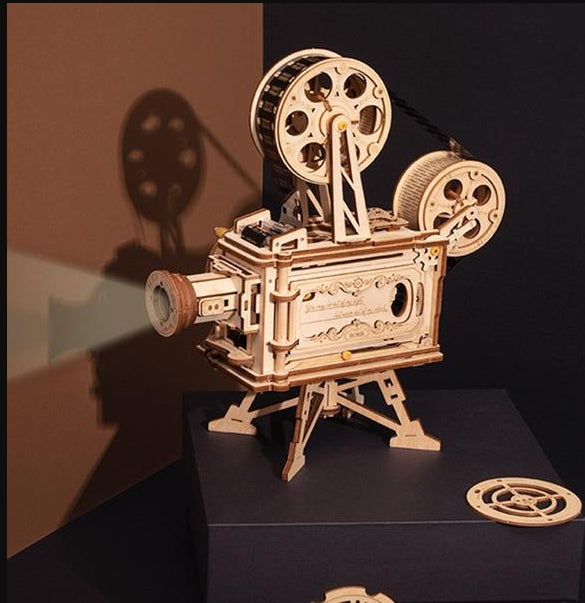 Vintage Mechanical Wooden Film Projector – 3D Puzzle Model Kit Projector